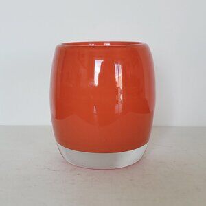 One Glass.Ful Hand Blown Red Cased Glass Votive, Art Glass Candleholders